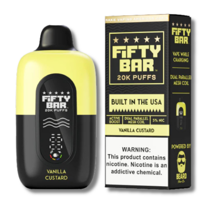 Fifty Bar 20K Disposable Vape - Black Series Desserts Edition Vanilla Custard