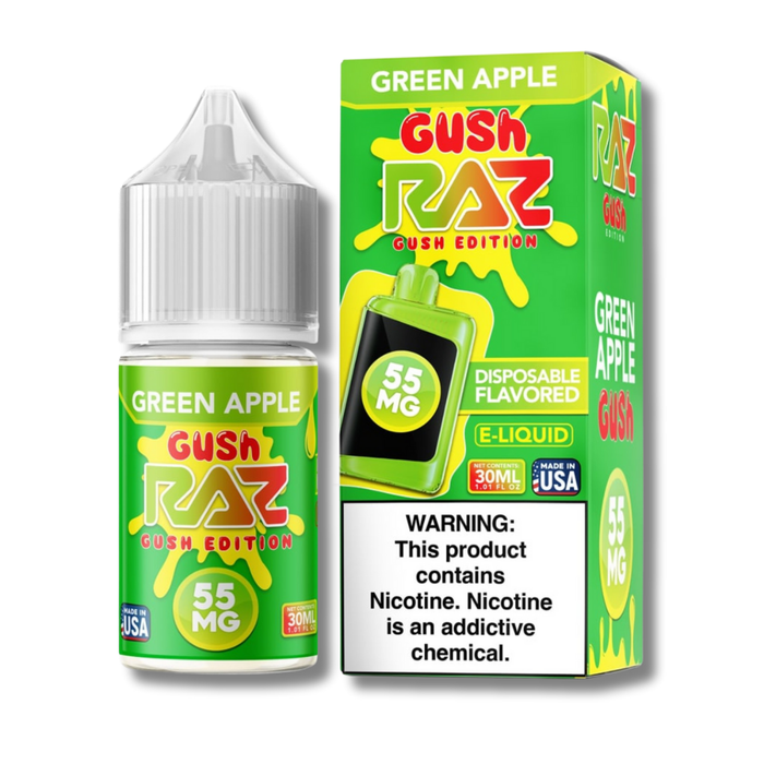 RAZ Gush Edition Salt Nicotine E-Liquid 30mL - Green Apple Gush 55MG