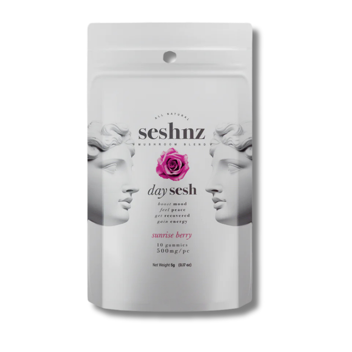 Seshnz Day Sesh All Natural Mushroom Gummies 10 Pack - Sunrise Berry