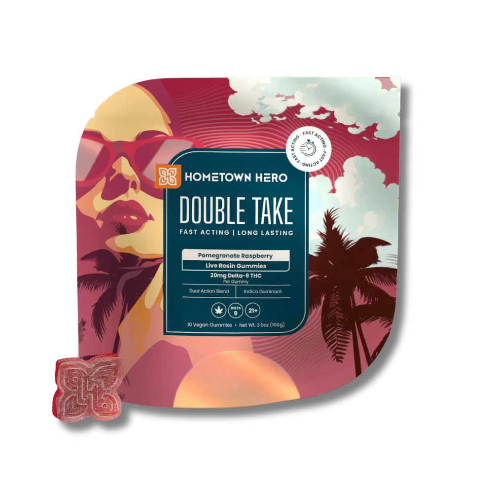 Hometown Hero Double Take Delta 9 THC Gummies 200MG - Pomegranate Raspberry