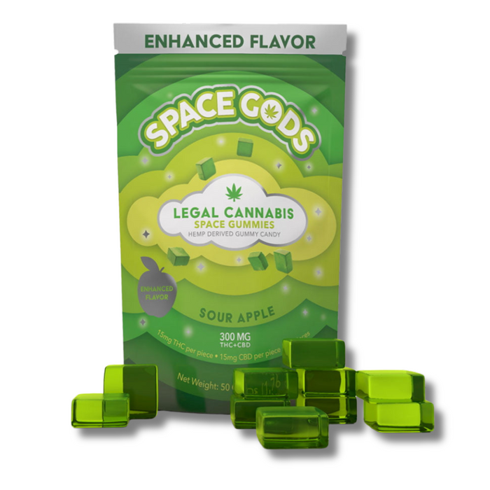Space Gods Delta 9 + CBD Gummies 300MG - Sour Apple Flavor