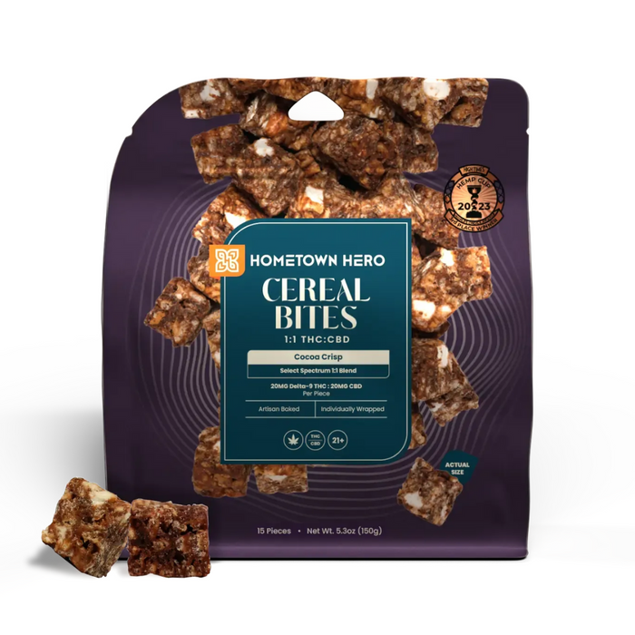 Hometown Hero Cereal Bites 20MG Delta 9 THC + CBD - Cocoa Crisp