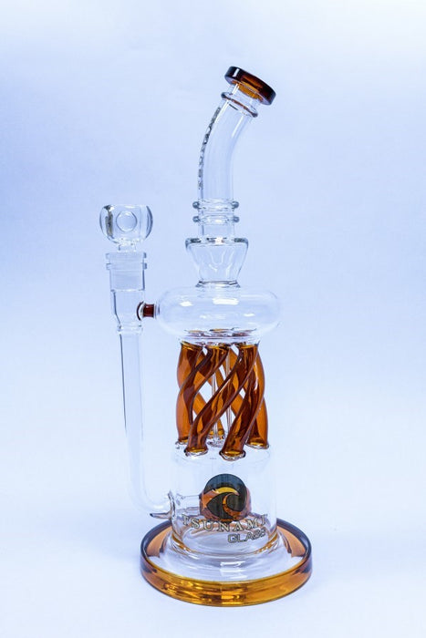 12’’ Tsunami Glass Water Pipe Showerhead Twist Recycler