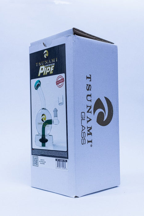 Green Tsunami Glass Water Pipe Concentrate Rig Showerhead