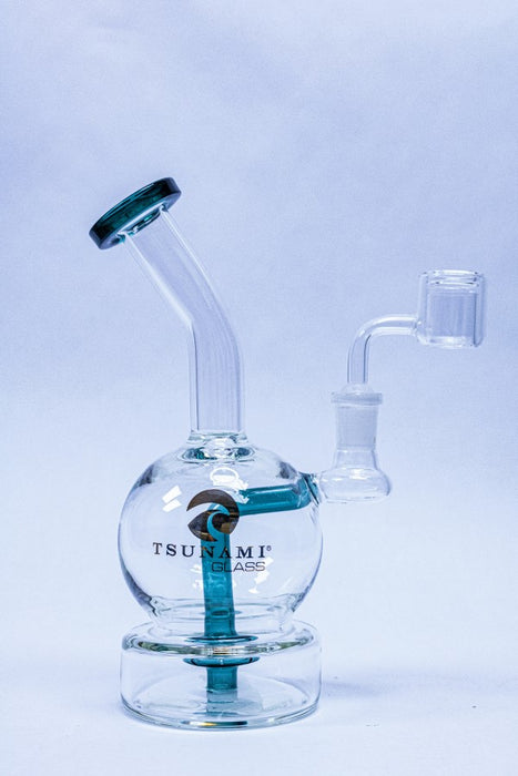 Green Tsunami Glass Water Pipe Concentrate Rig Showerhead