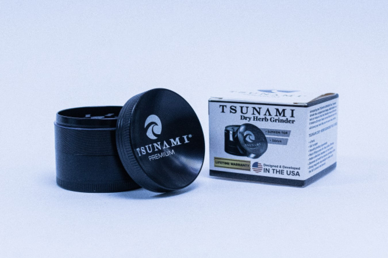 50mm Black Caved Top Tsunami Dry Herb Grinder
