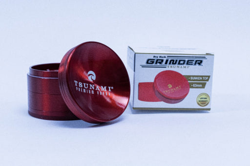 Red 63MM Tsunami Sunken Top Dry Herb Grinder