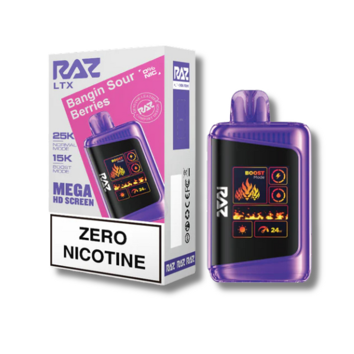 RAZ LTX 25K Zero Nicotine Disposable Vape 0% - Bangin Sour Berries