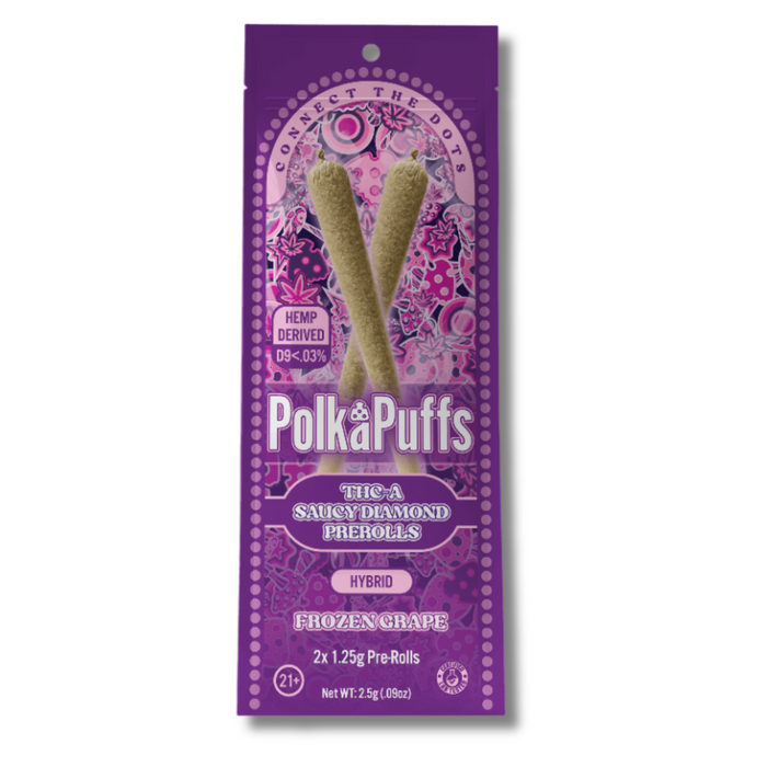 PolkaPuff THC-A Saucy Diamonds Pre-Rolls 2 Pack - Frozen Grape