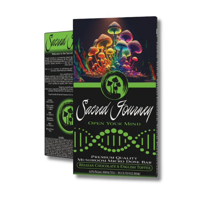 Sacred Journey Mushroom Chocolate Bar 4 Grams  - Chocolate & English Toffee 