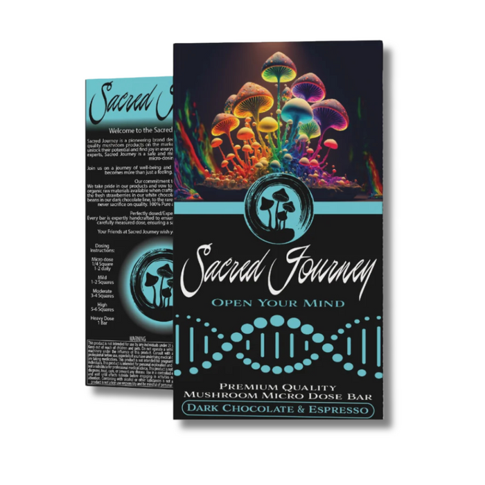 Sacred Journey Mushroom Chocolate Bar 4 Grams  - Dark Chocolate & Espresso