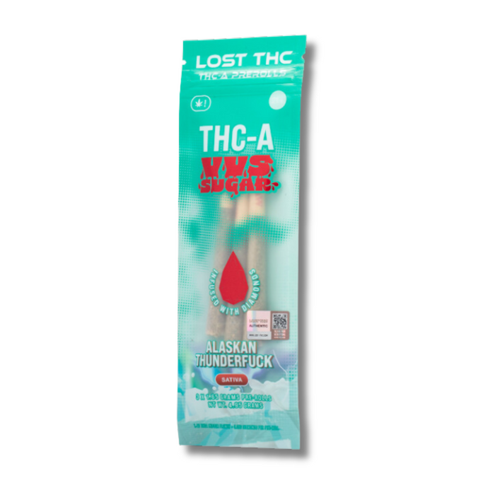 Lost THC THCA VVS Sugar Diamond Infused Pre-Rolls 3 Pack Alaskan Thunderfuck