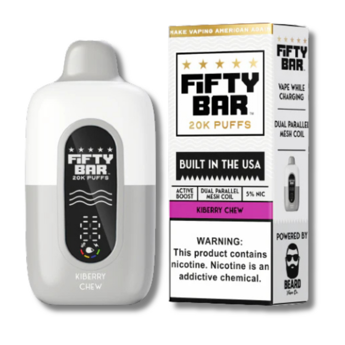 Kiberry Chew Fifty Bar Vape 20K - White Series Edition