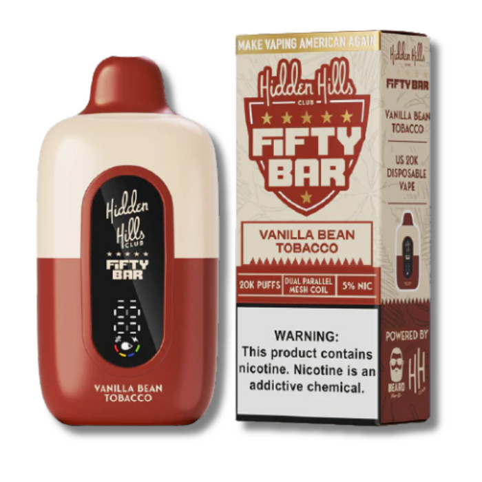 Vanilla Bean Tobacco Fifty Bar X Hidden Hills Club Disposable Vape 20K