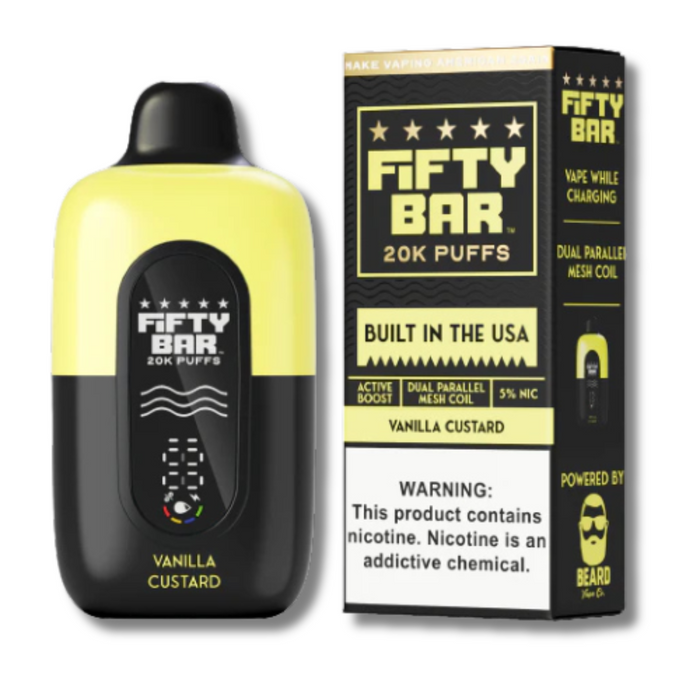 Fifty Bar 20K Disposable Vape - Black Series Desserts Edition Vanilla Custard 