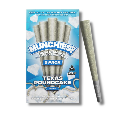 Delta Munchies THCA Diamond Wax Infused 5 Pack Pre-Rolls - Texas Poundcake