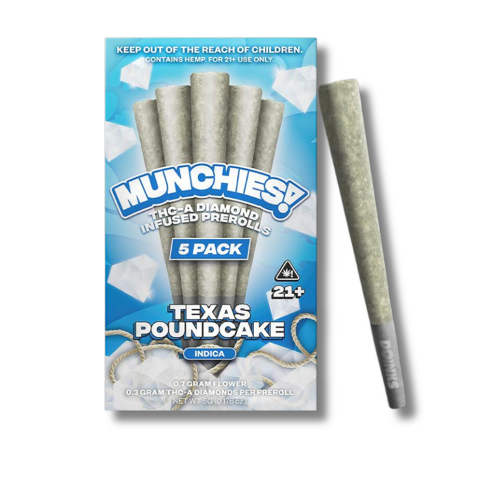 Delta Munchies THCA Diamond Wax Infused 5 Pack Pre-Rolls