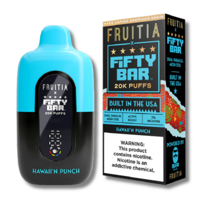 Fifty Bar X Fruitia Disposable Vape 20K - Hawii'n Punch Flavor