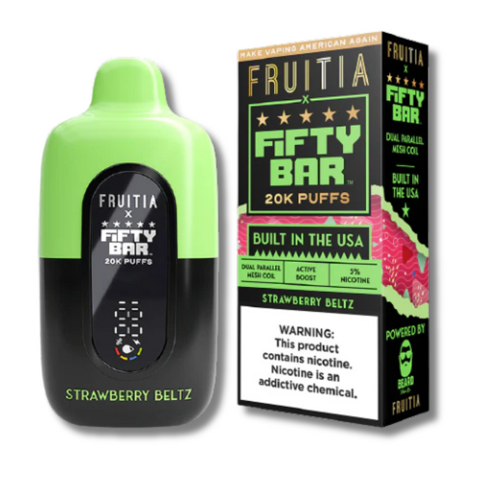 Fifty Bar X Fruitia Disposable Vape 20K - Strawberry Beltz Flavor