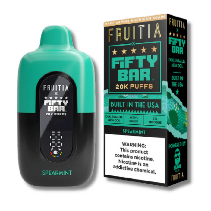 Fifty Bar X Fruitia Disposable Vape 20K - Spearmint Flavor