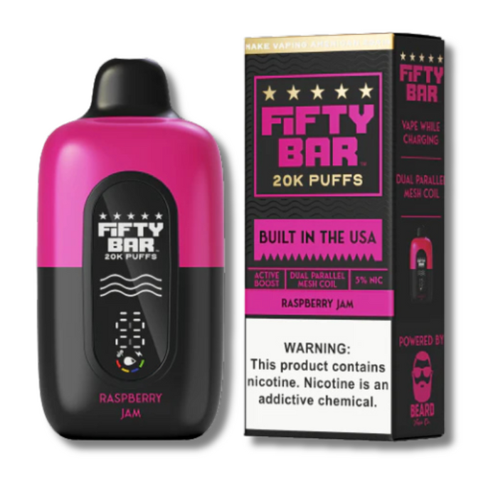 Fifty Bar 20K Disposable Vape - Black Series Desserts Edition Raspberry Jam