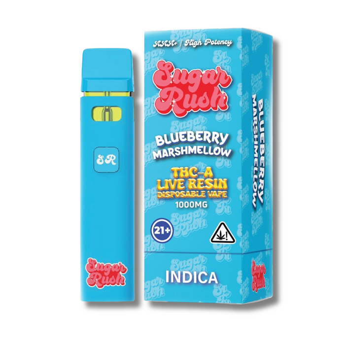 Sugar Rush THCA Live Resin Disposable Vape 1 Gram - Blueberry Marshmellow 