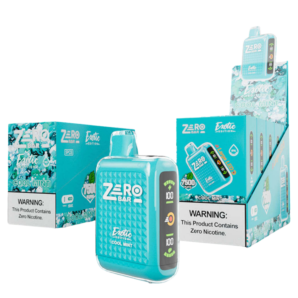 Zero Bar Exotic Nicotine Free Disposable Vape 7500 Cool Mint Flavor