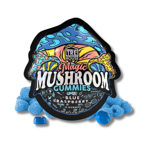 Tre House Magic Mushroom Gummies 15 Pack Blue Raspberry Flavor