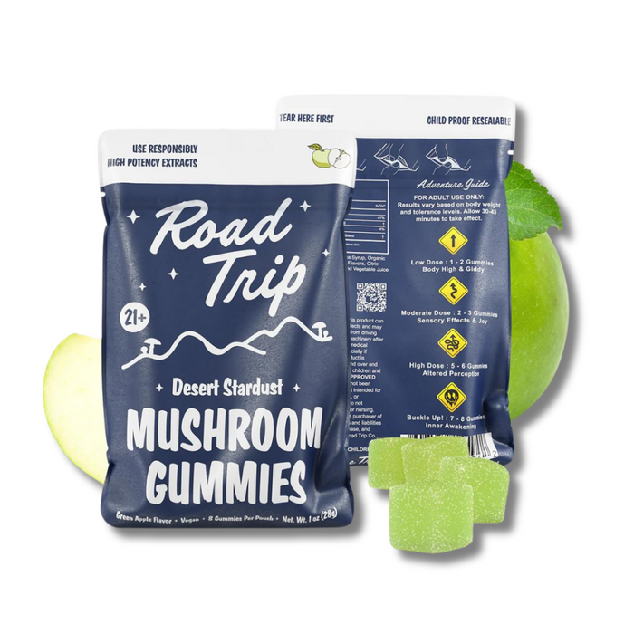 Road Trip Mushroom Gummies With Desert Stardust Green Apple Flavor