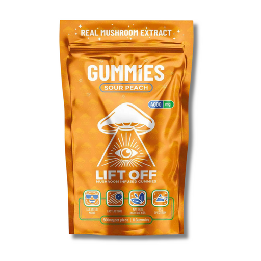 Lift Off Mushroom Gummies 4000MG Sour Peach Flavor