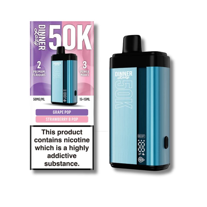 Dinner Lady 50K Disposable Vape 2 Flavors In One - Grape Pop & Strawberry B Pop