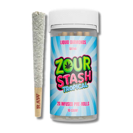 Zour Stash THCa Liquid Diamond Infused Pre-Rolls 10ct (20G) - Tropical