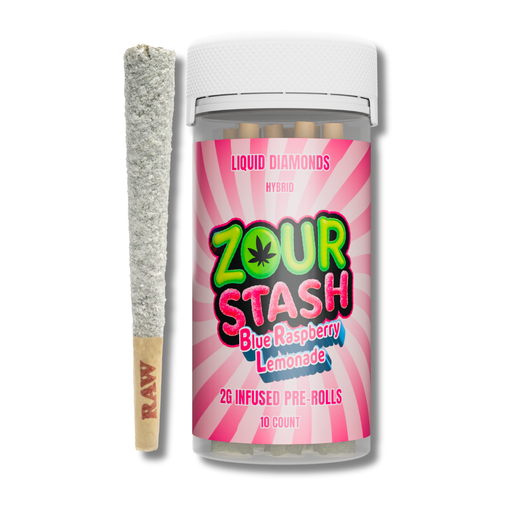 Zour Stash THCa Liquid Diamond Infused Pre-Rolls 10ct (20G) - Blue Rapsberry Lemonade