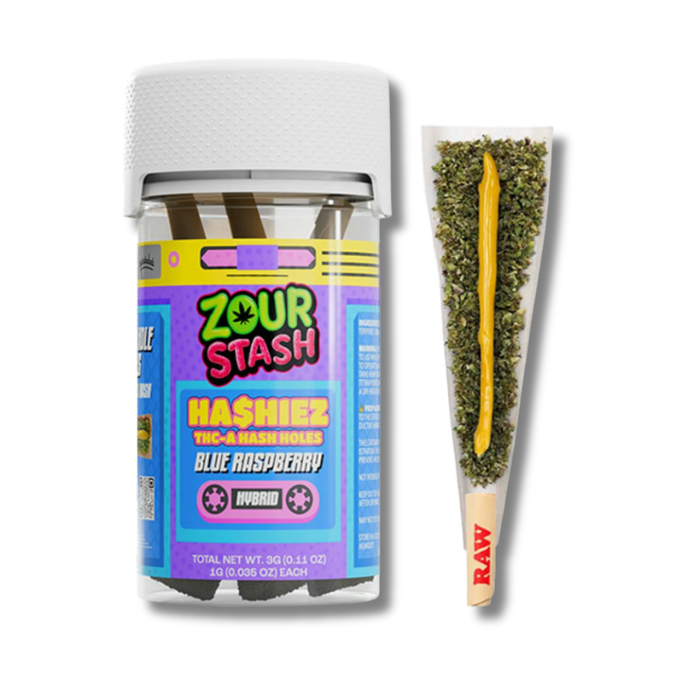 Zour Stash Hashiez THCA Hash Holes Pre-Rolls 3G - Blue Raspberry Hybrid