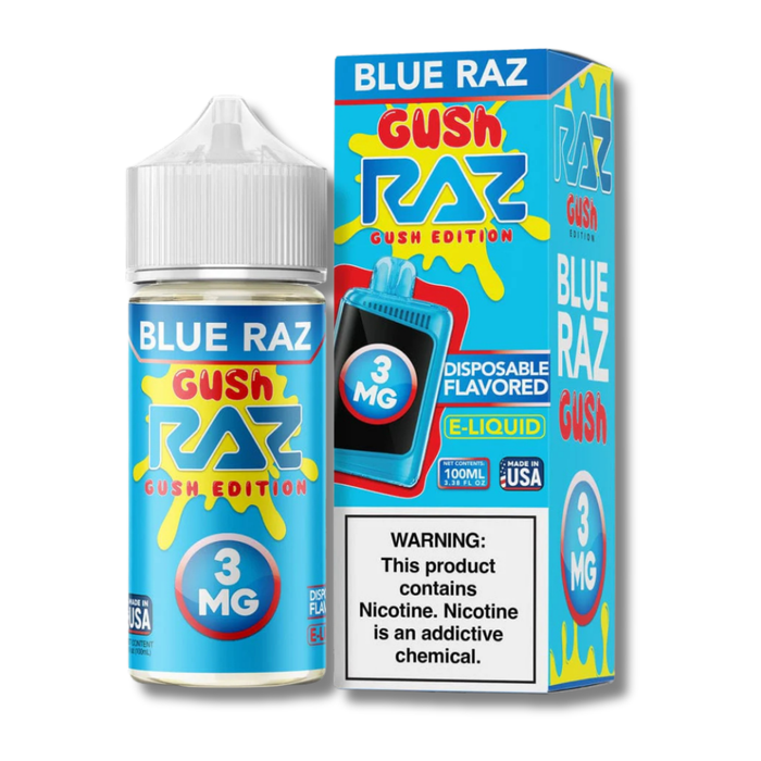 RAZ Gush Edition Free Base Vape Juice 100mL - Blue RAZ 3MG
