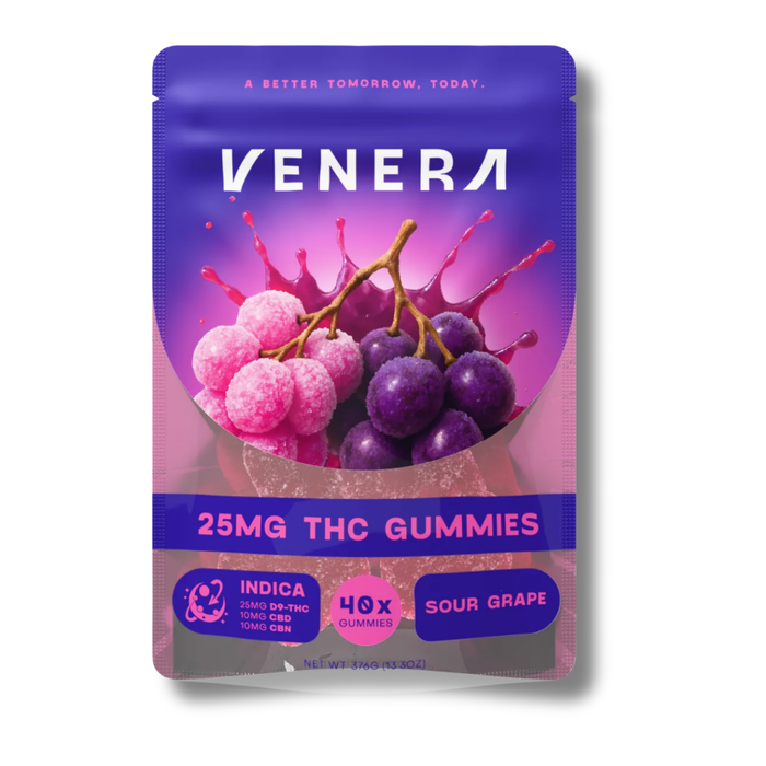 Venera Delta 9 THC Gummies 1000MG 40 Pack - Sour Grape