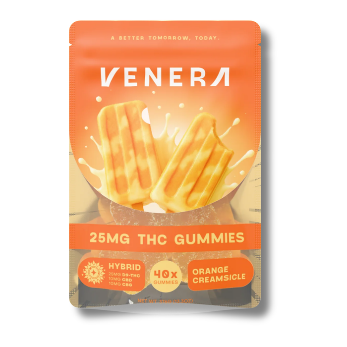 Venera THC gummies packaging orange creamsicle flavor