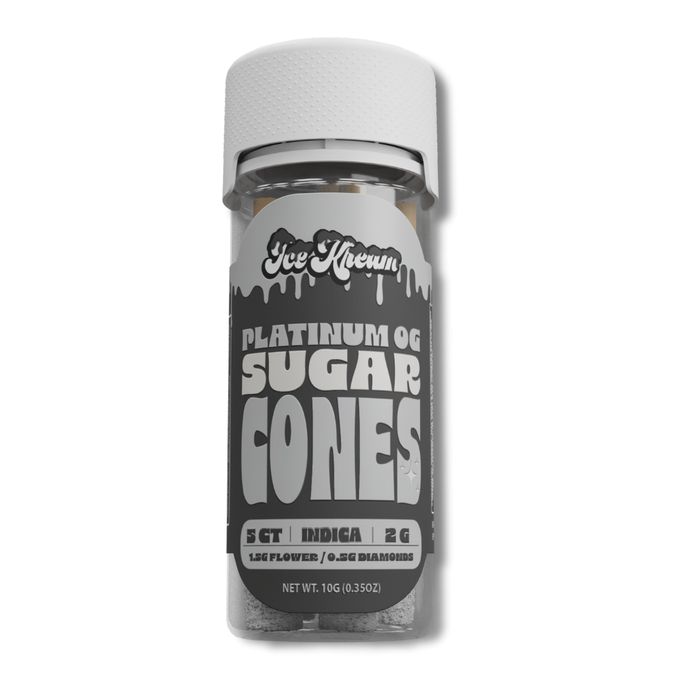 Platinum OG - Ice Kream THCA Sugar Cones Pre Rolls 2 Grams 5CT.