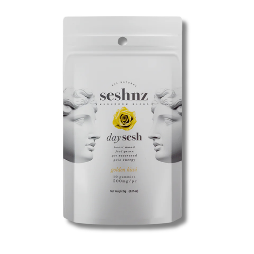 Seshnz Day Sesh All Natural Mushroom Gummies 10 Pack - Golden Kiwi