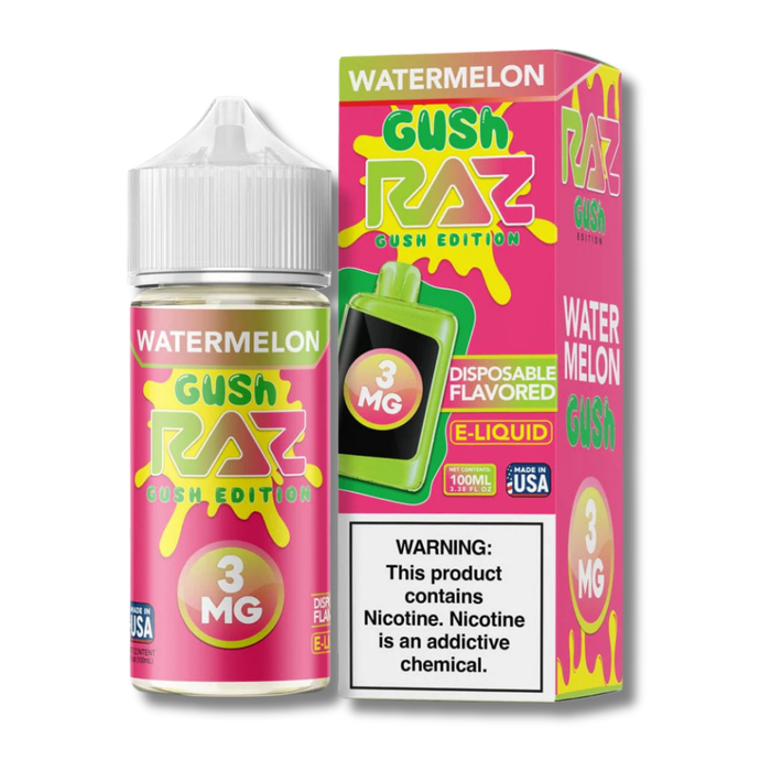 RAZ Gush Edition Free Base Vape Juice 100mL - Watermelon GUSH 3mg