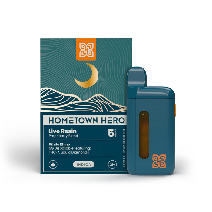 Hometown Hero THCA Liquid Diamond Live Resin Disposable 5G - White Rhino 