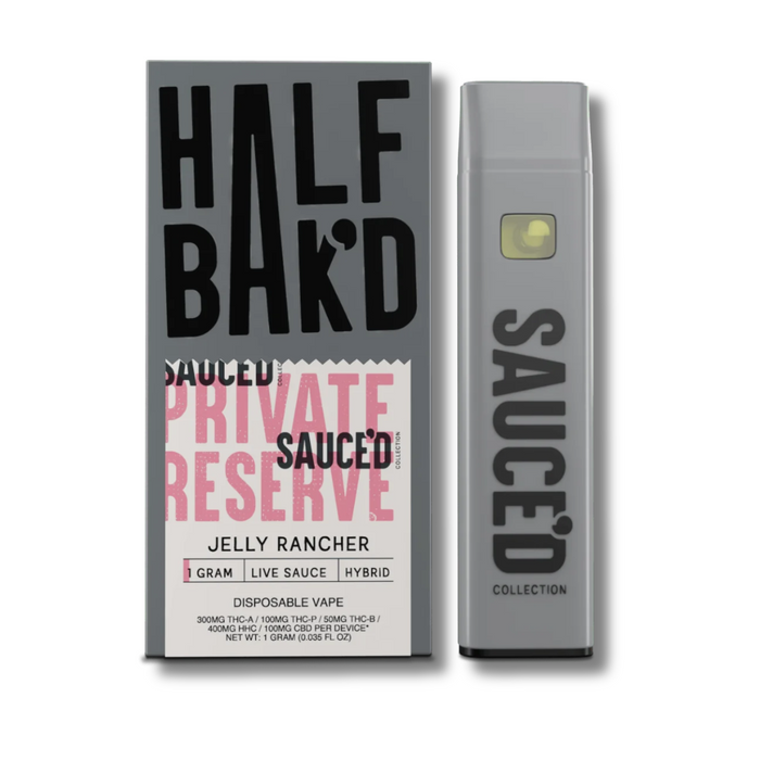 Half Bak'd Live Resin THCA + THCP Sauce'd 1G Disposable - Jelly Rancher