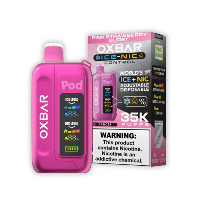 Oxbar Ice-Nic Control Disposable Vape 35K - Pink Strawberry Burst Flavor