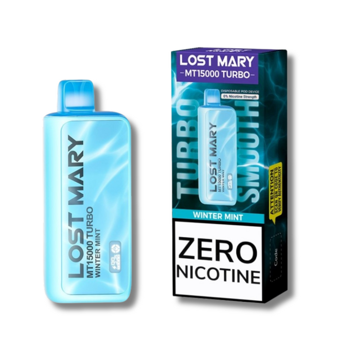 Winter Mint Flavor Of Lost Mary Turbo MT15000 Nicotine Free Disposable 