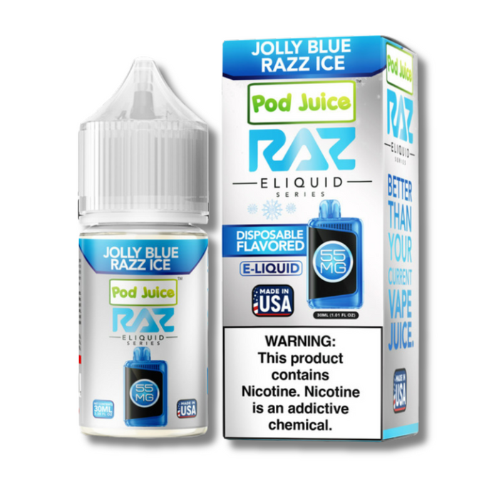 RAZ X Pod Juice Salt Nicotine Juice 30ML - Jolly Blue Razz Ice Flavor 55mg