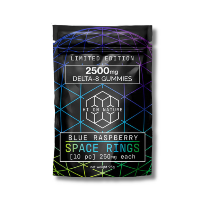 Hi On Nature Delta 8 Space Rings 2500MG - Blue Raspberry Flavor