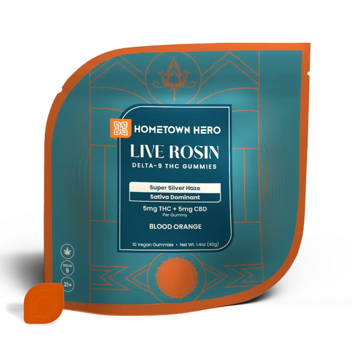 Hometown Hero Delta 9 THC Live Rosin Gummies 250MG - Blood Orange Flavor