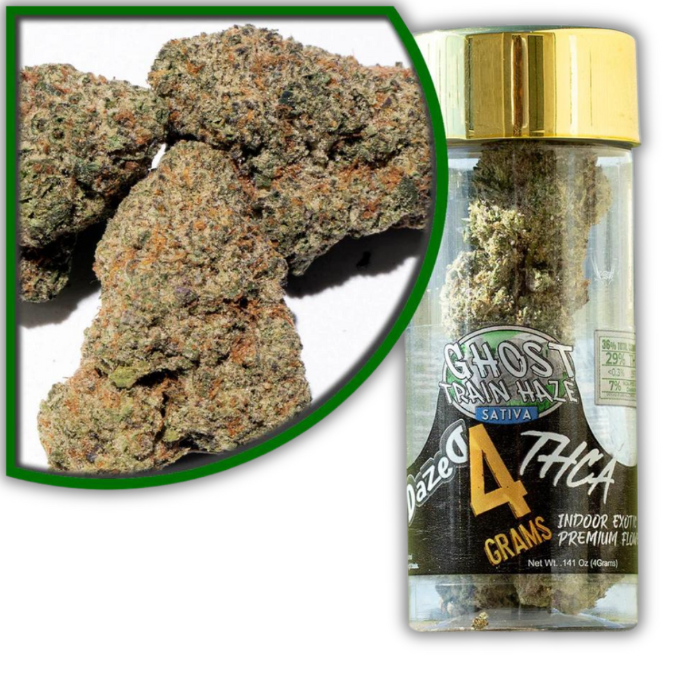 Dazed Exotic THCA Flower 4G Ghost Train Haze Sativa Strain, Potent!