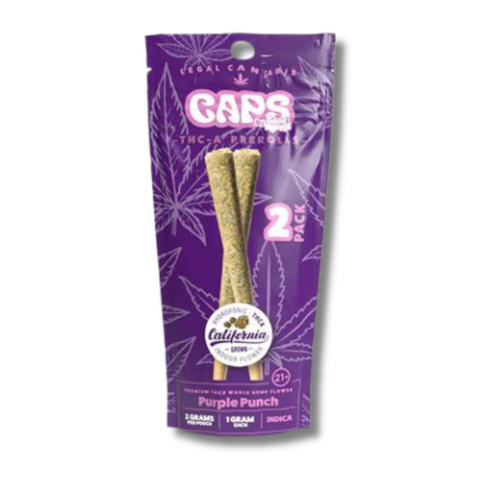 CAPS By Good Morels 1G THCA Pre Rolls 2PK. Purple Punch Indica 