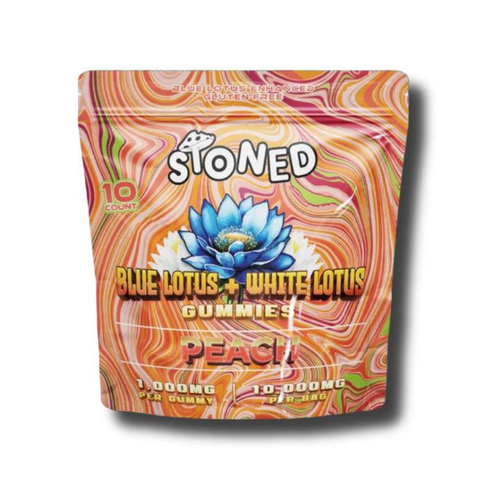 Stoned Mushrooms Blue Lotus + White Lotus 10,000MG Gummies Peach 